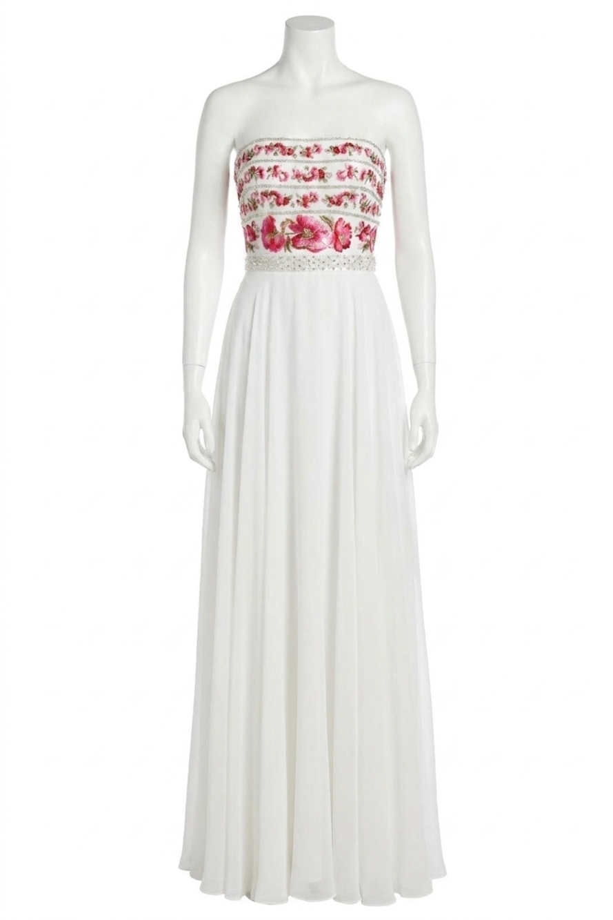 NEW SHERRI HILL chiffon a-line prom dress in ivory